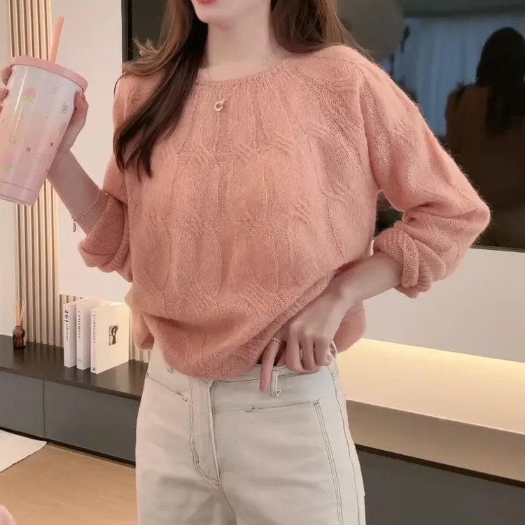 洋气蜜瓜橘温柔显白毛衣慵懒宽松显瘦针织开衫LK2502131