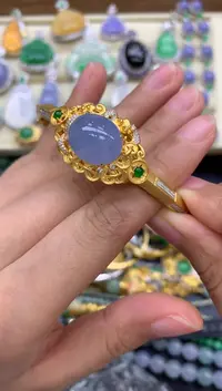 翡翠手镯18K金镶嵌413-中国好珍宝