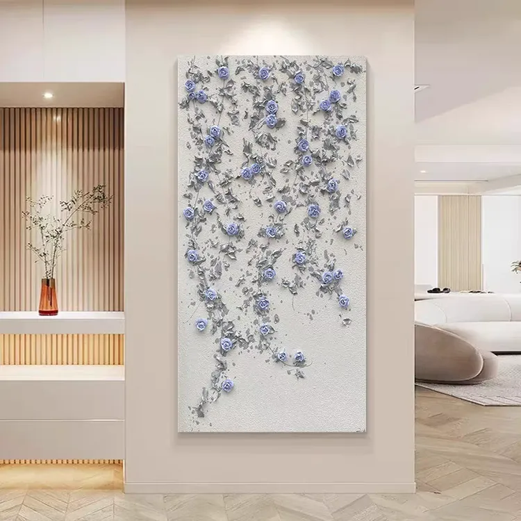 奶油风玄关装饰画高级感玫瑰花客厅装饰画过道艺术高级感卧室挂画