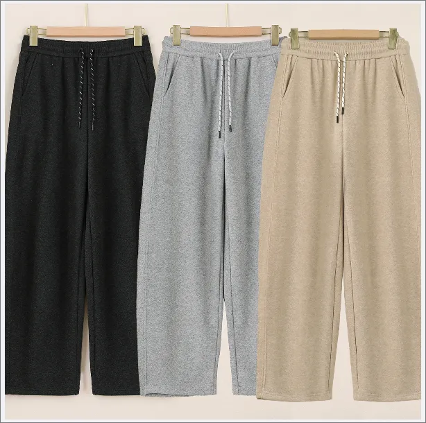 LANZIBES/蓝之蓓加绒加厚休闲宽松显瘦百搭直筒阔腿长裤子E10707