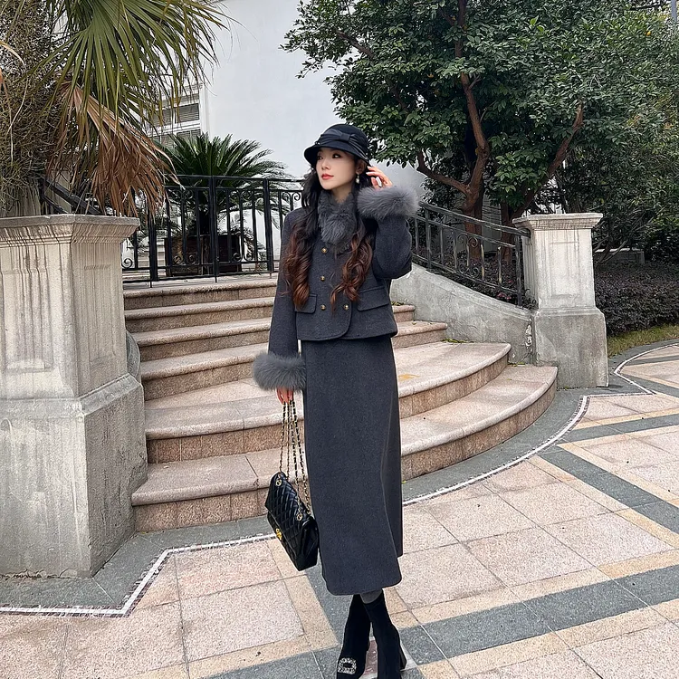 LA.Sheila【财阀夫人套装】狐狸毛+90绒+羊毛 YRF/1120-25129