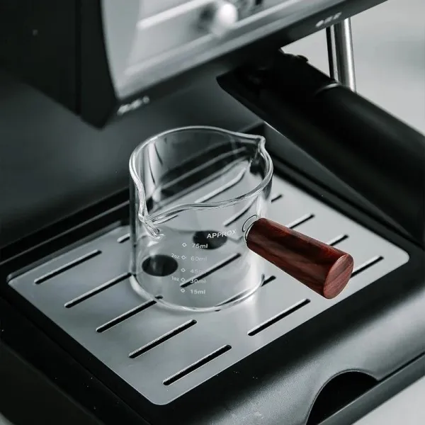 小奶盅日式迷你木柄玻璃奶罐牛奶壶带把尖嘴加奶杯调浓缩咖啡奶壶