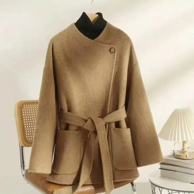 （宠粉福利）高品质中长款宽松秋冬双面羊毛呢外套#857