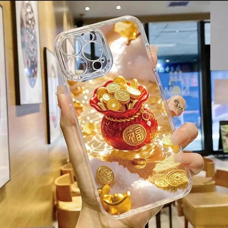元宝金币适用15promax苹果13手机壳iPhone16个性14创意12网红透明
