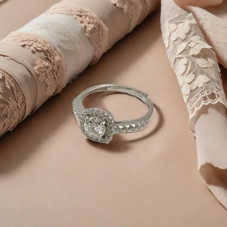 925银莫桑石戒指 小方糖商务风通用满钻经典莫桑戒奢华银戒豪华