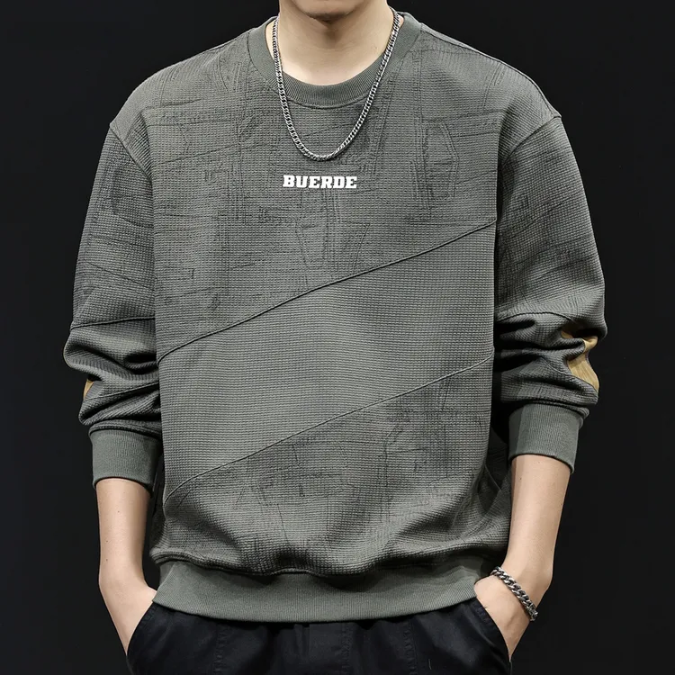 皮尔卡丹拼接卫衣男士秋季2025新款潮牌大码休闲长袖秋冬加绒衣服