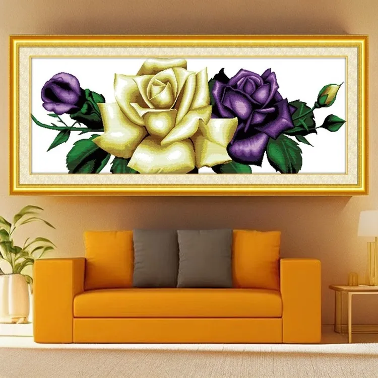 精准印花线绣十字绣新疆新款风情浓情玫瑰花卉适合女孩客厅装饰