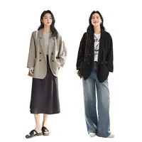 对白宽松廓形通勤西装外套oversize气质休闲小西服DYZB-EDX018