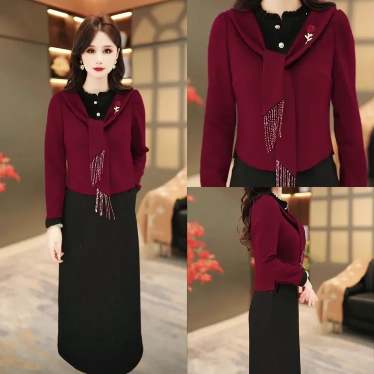 显瘦连衣裙2025冬季新款时尚减龄修身收腰打底裙MY25Y2989款