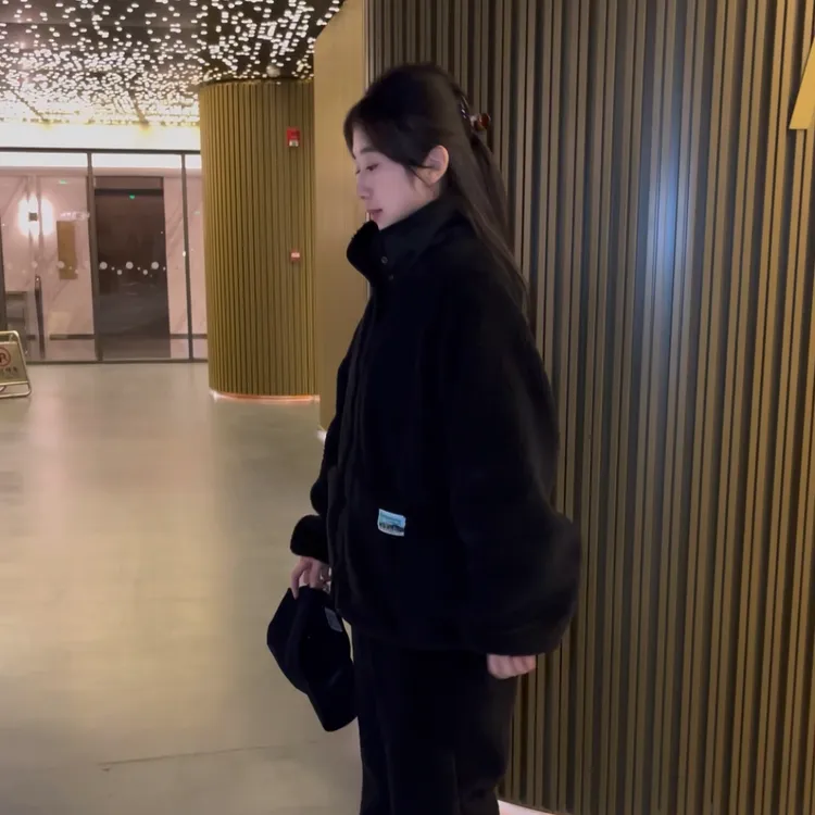 早秋家居服睡衣纯色1000克加绒加厚保暖家居服高级感休闲套装