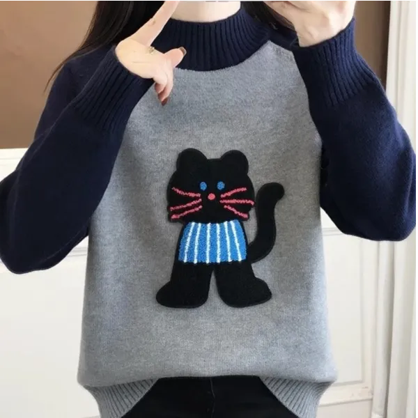 2025新款秋冬毛衣少女初中高中学生女大童加厚内搭打底针织衫上衣