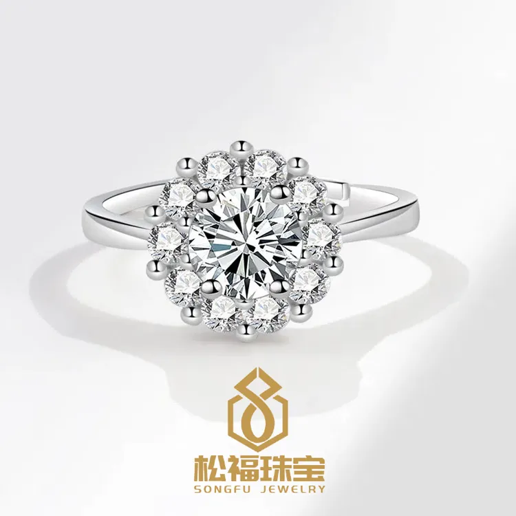 925银莫桑石戒指 欧美风女款【艾莎公主】银戒结婚轻奢经典不掉色