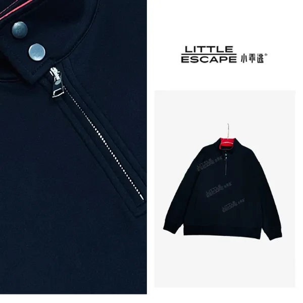 小乖逃休闲时尚高领黑色卫衣加绒上衣红色高领百搭款S25660