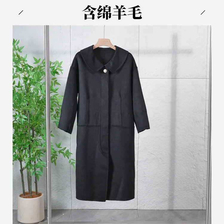 【退货补运费】秋季女士绵羊毛长款风衣外套时尚保暖毛呢大衣Z1775
