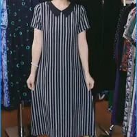 11405-短袖娃娃领夏季印花套头连衣裙长裙显瘦裙子时尚依