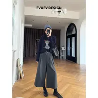 FVOFV【毛呢八分裤】绵羊毛慵懒百搭时尚八分毛呢裤H2135
