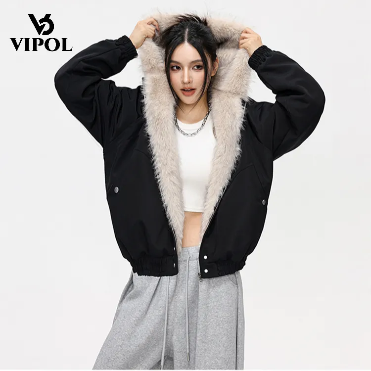 秋冬解构廓形座山雕外套男女同款毛领连帽美式派克服冬季加厚棉服