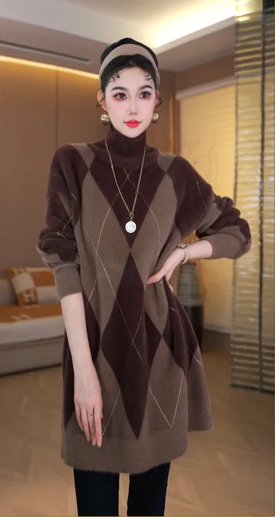 加厚保暖【棋上对决】打底衫女款爆款2025新款秋冬毛衣上衣-3122#