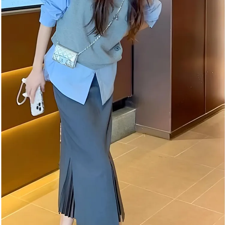 GIRDEAR/哥弟「步步生花」春夏春游显瘦设计感高腰裙1200232