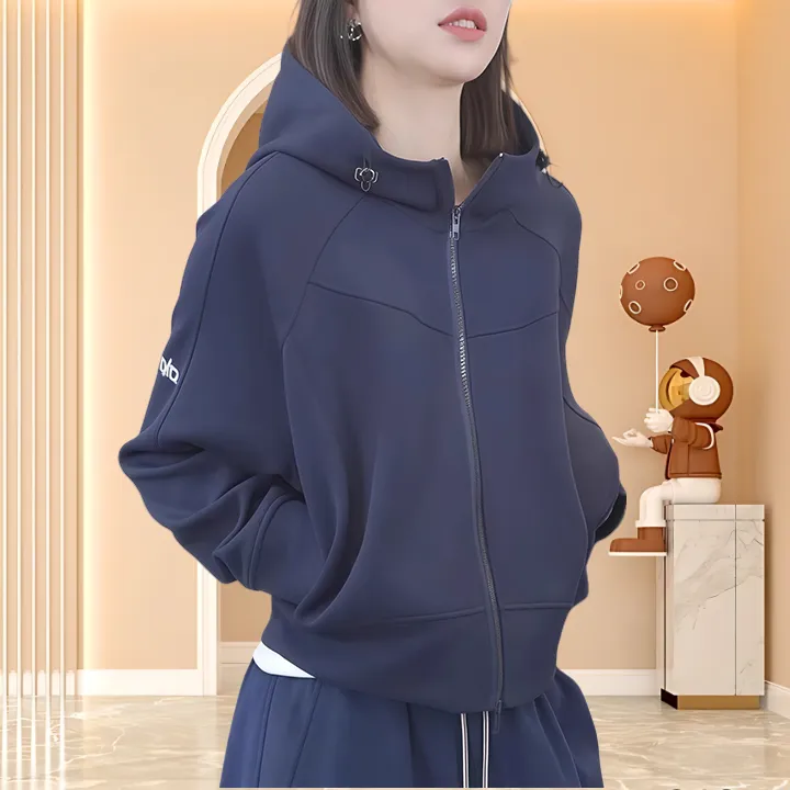 小众炸街高级感女装秋冬季新款百搭显瘦宽松开衫连帽拉链卫衣外套