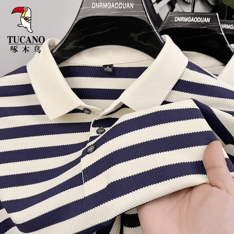 TUCANO/啄木鳥男士POLO衫夏季新款商务翻领条纹短袖柔软透气时尚·