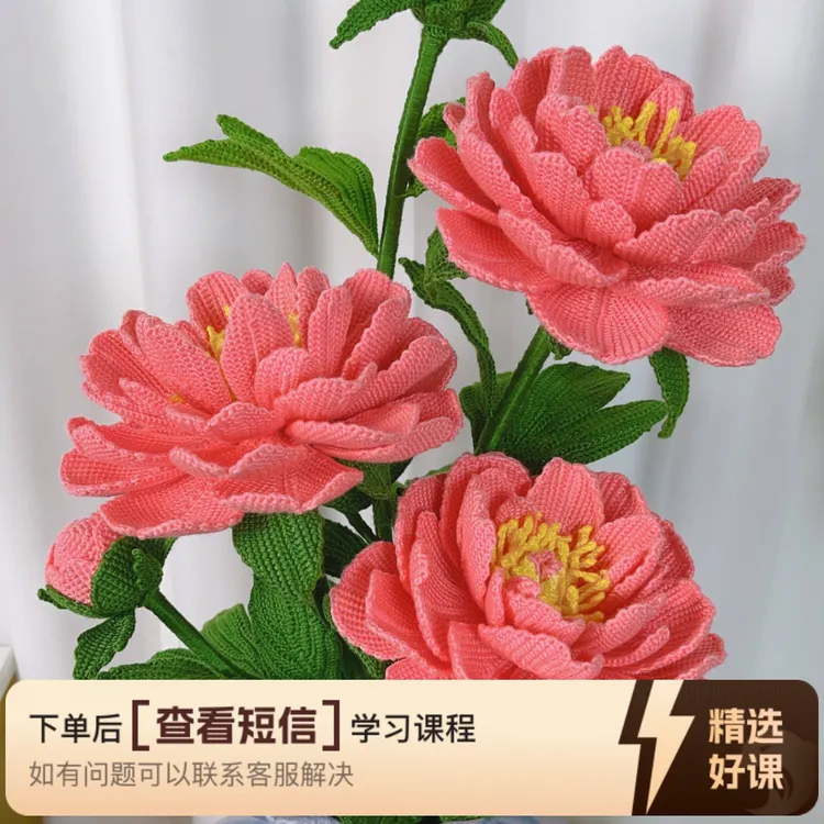 落日珊瑚芍药花   钩织课程（留意短信解锁课程）