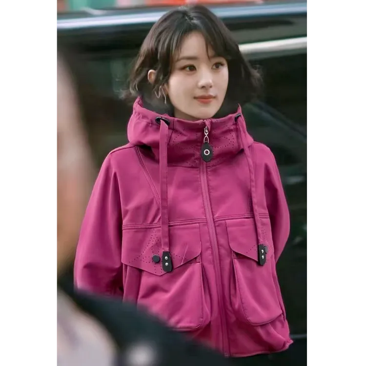 【赵丽颖同款】早秋工装宽松型上衣女款休闲户外连帽冲锋衣外套