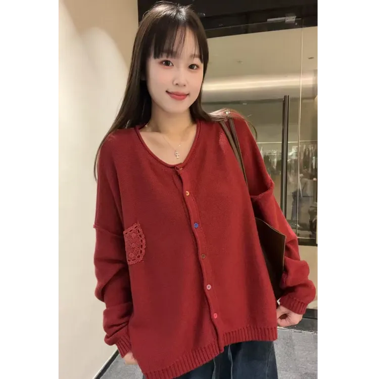 2025秋冬新款针织衫时尚纯色上衣插肩袖长袖毛针织衫套头