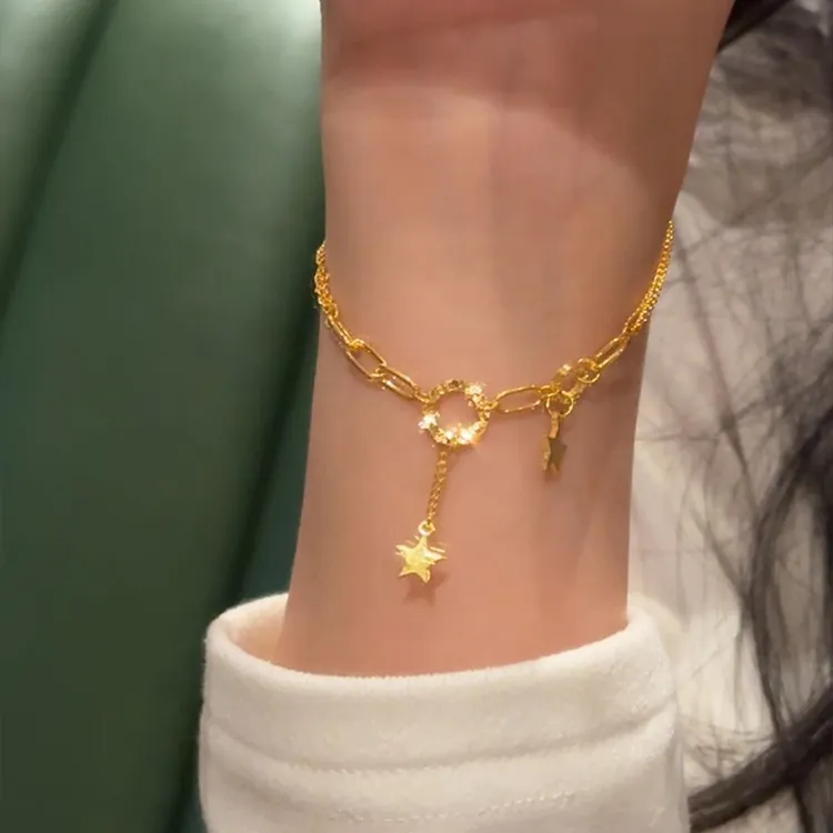 卡柒 铜合金手链 爆闪碎冰冰圆环星星流苏手链轻奢小众高级感手饰