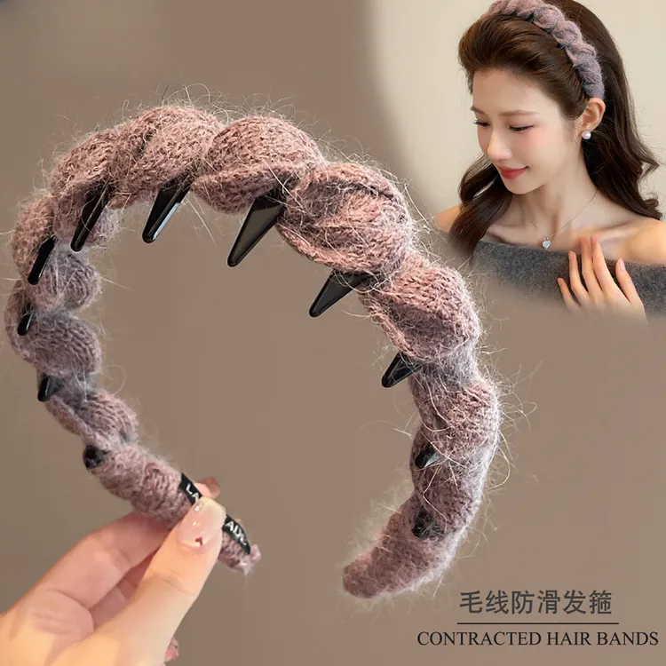 秋冬针织毛线发箍女款2025新款高颅顶洗脸专用头箍压发卡发捆头饰