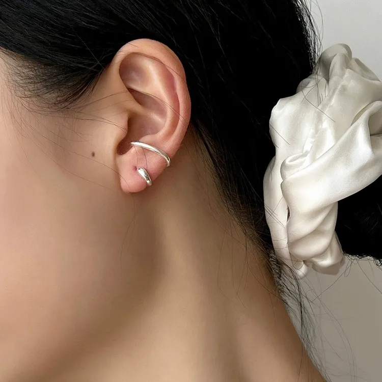 925银耳饰 S925纯银时尚ins简约个性耳夹耳饰不规则耳骨夹