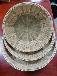 手工竹编馒头框 零食框发三个22.25.27cm