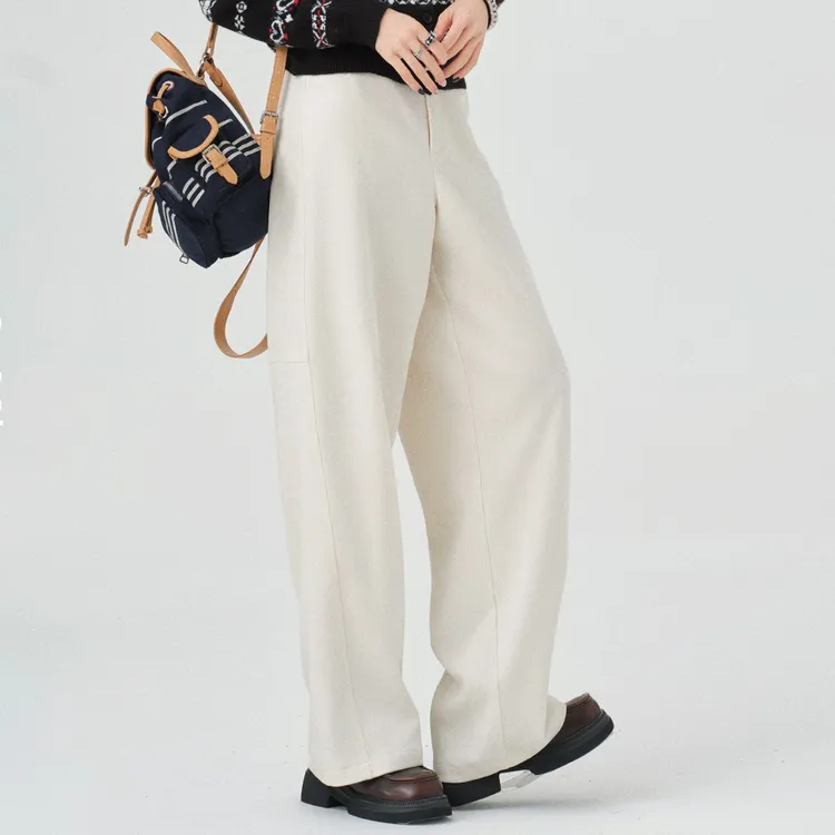 秋絮白/重生小个子秋冬休闲裤白色简约宽松时尚高腰垂感百搭秋季