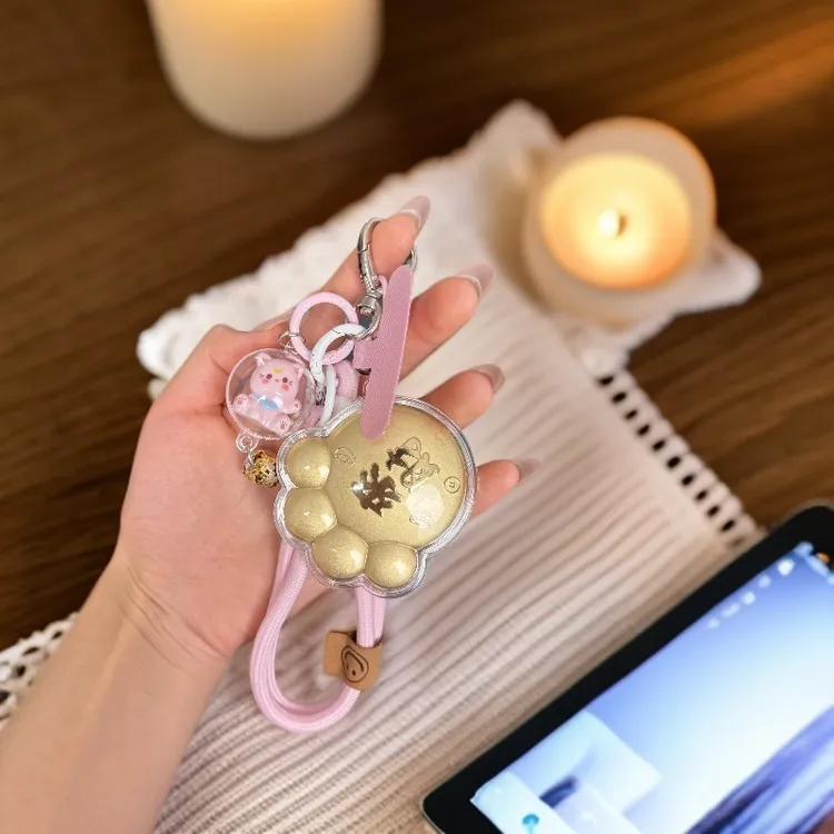 【A深圳水贝】 【双面猫爪爪】礼物钥匙扣含金工艺品可爱挂绳手机挂件
