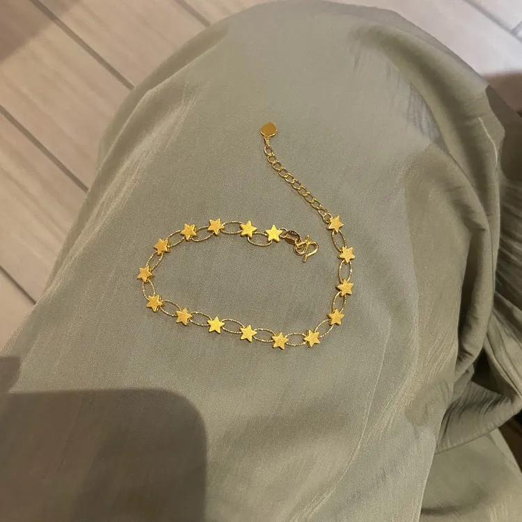 卡柒 铜合金手链 复古金色星星拼接手链女时尚小众设计感叠戴手饰