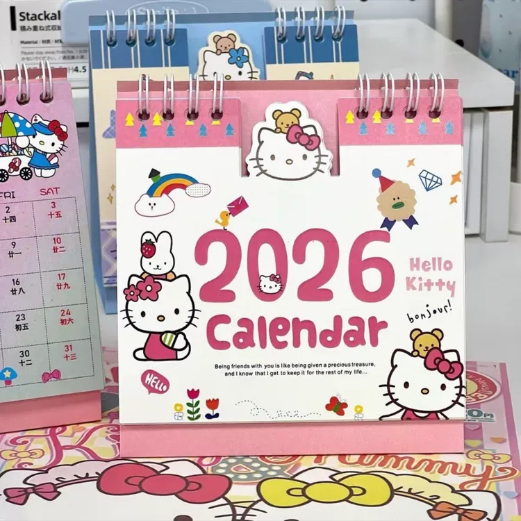 2026年新款日历凯蒂猫小新台历卡通桌面摆件创意生日礼物少女可爱