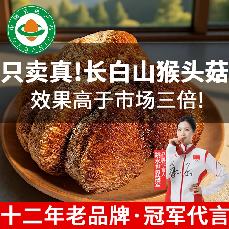 东北吉林特产 长白山野外生长猴头菇500g  菌菇干货无硫煲汤鲜品