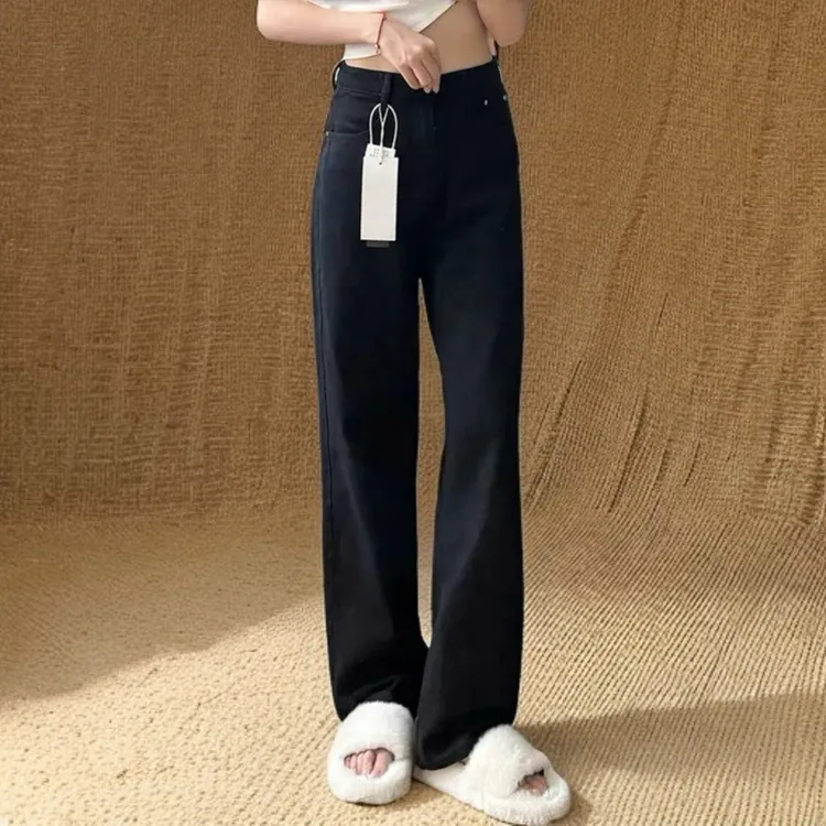 大码高个子裤子窄显瘦穿搭微胖女生裤子直筒牛仔裤大码牛仔直筒阔