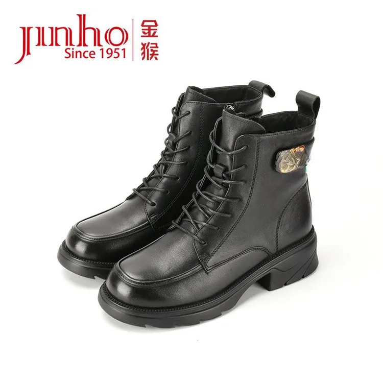 【地板价】Jinho/金猴厚底真皮马丁靴街头风时尚女靴百搭秋冬粗跟