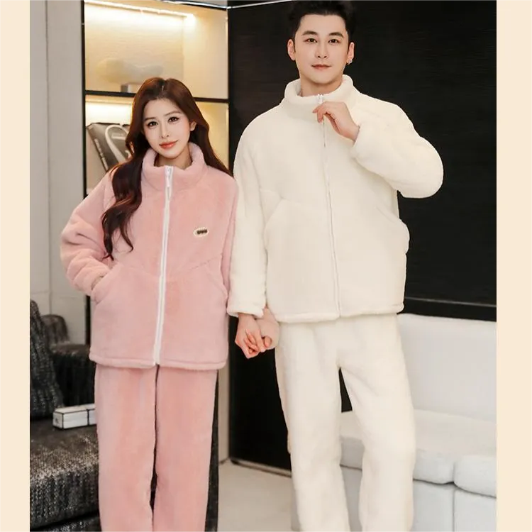 【双层特厚巨保暖】情侣休闲家居服巨能装大口袋毛绒宽松保暖套装