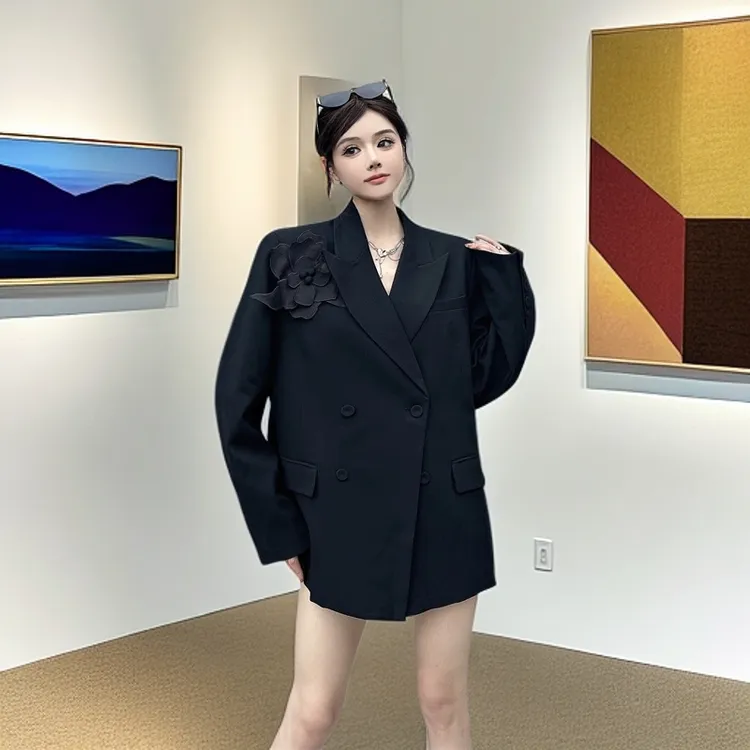 老钱风松弛感女装贵气设计感立体花宽松西装小众显瘦洋气百搭西服