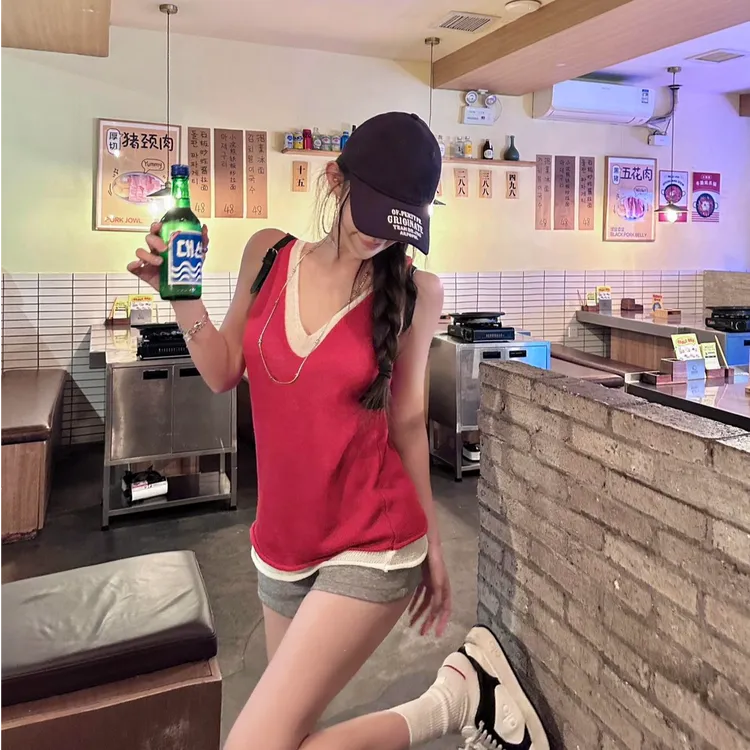 2025夏季新款时尚打底短裤气质显瘦性感宽松洋气背心外穿休闲百搭