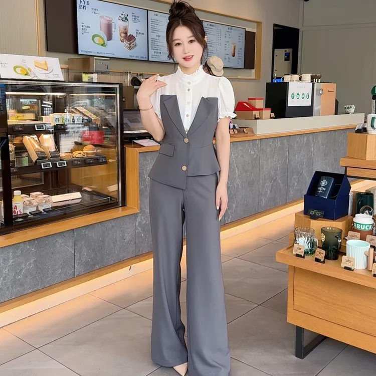 2025夏季新款气质女神范套装女轻熟风洋气职业装薄款小个子两件套
