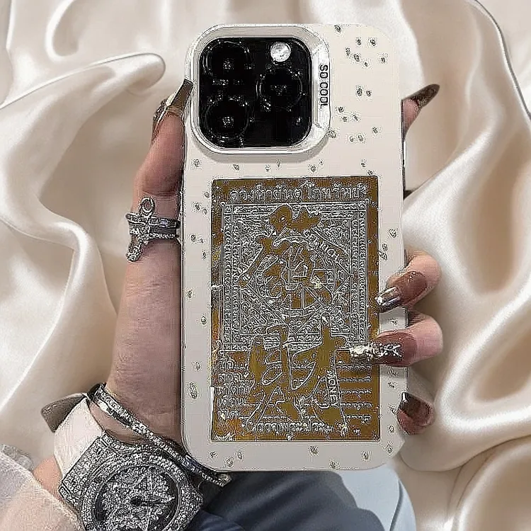 金箔发财苹果16手机壳iPhone15promax彩银14plus防摔12国潮13磨砂