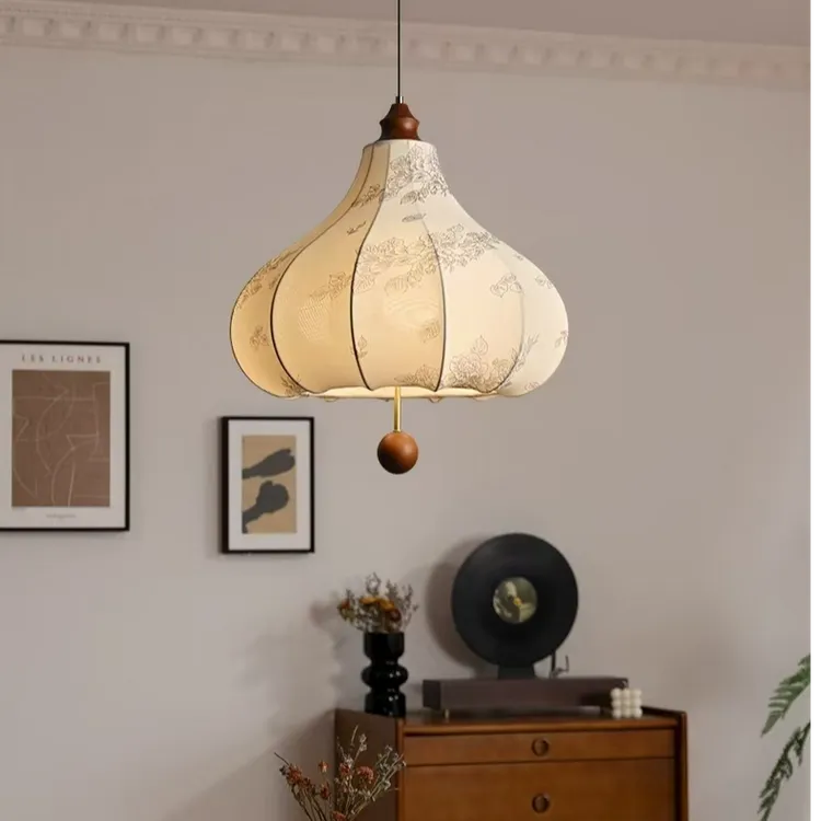 法式卧室走廊书房吊灯潮流餐厅灯复古中古风侘寂客厅餐厅布艺灯具