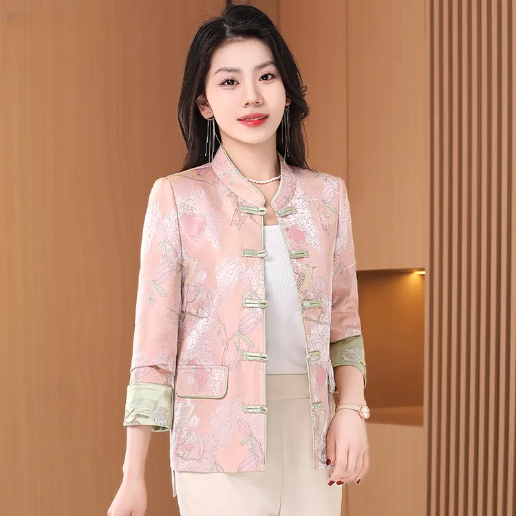 【拉夏】新中式国风短款外套女士2025新款秋盘扣复古唐装高级感上衣