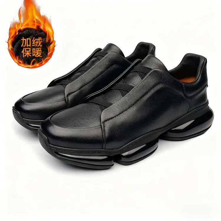 BV男鞋新款加绒加厚鞋子厚底运动潮流一脚蹬休闲百搭鞋子男士1158