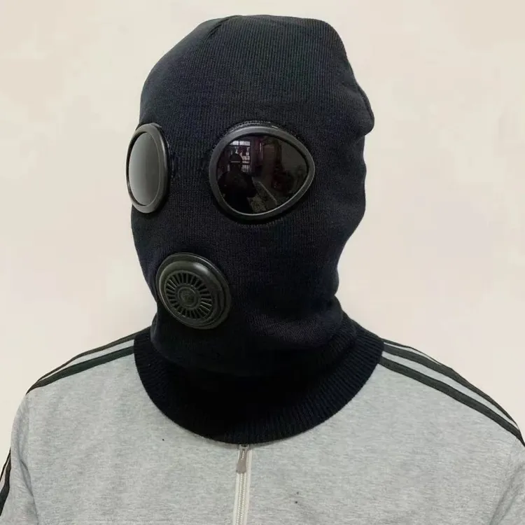 眼镜针织三眼帽男冬天骑行加绒护脖套头帽搞怪面罩防风蒙面毛线帽