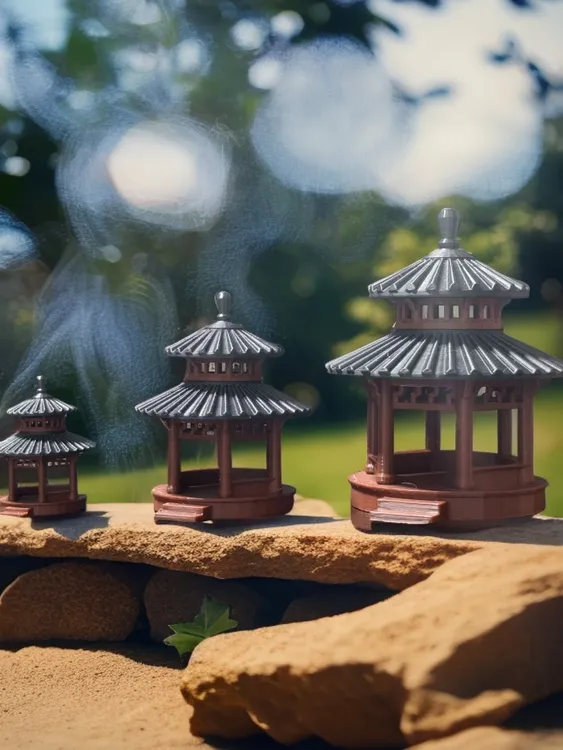 双层圆（凉亭）水陆缸鱼缸庭院摆件古风家居装饰注塑材质