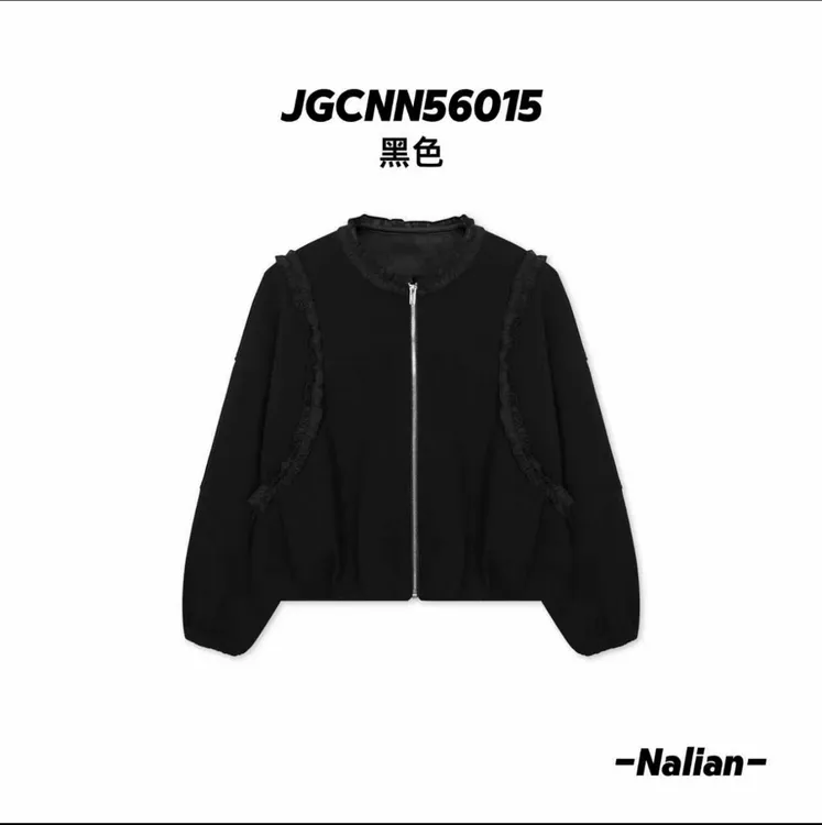 Nalian/拿恋豆子优选-设计感蕾丝边宽松百搭加绒外套 DZ880M56015